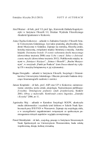 Estetyka i Krytyka 28 (1/2013) NOTY O AUTORACH Józef Bremer