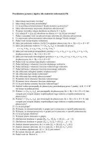 Przyk*adowe pytania z algebry dla studentów informatyki PK