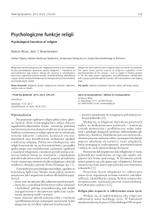 Psychologiczne funkcje religii Psychological functions of religion