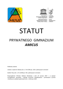Statut Szkoły - Prywatne Gimnazjum „Amicus”