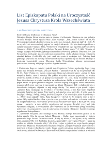 List Episkopatu Polski na Uroczystość Jezusa Chrystusa Króla