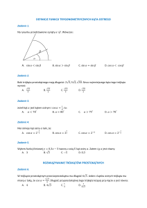 definicje funkcji trygonometrycznych kąta ostrego a. rozwiązywanie