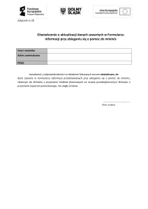 Oświadczenie o aktualizacji danych zawartych w formularzu