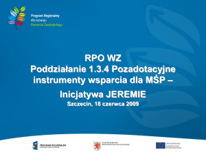 JEREMIE - RPO - Urząd Marszałkowski Województwa