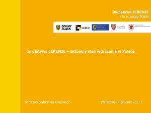 Inicjatywa JEREMIE - Polski Związek Funduszy Pożyczkowych