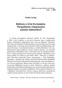 Bałkany a Unia Europejska. Perspektywy integracyjne państw