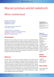 Macierzyństwo wśród nieletnich / Minor motherhood