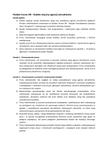 Polskie Forum HR - Kodeks etyczny agencji zatrudnienia Zasady