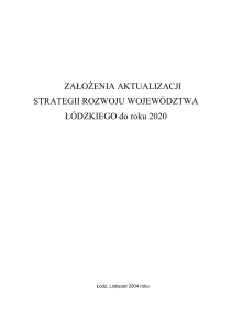założenia aktualizacji strategii rozwoju województwa łódzkiego
