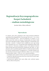 Regionalizacja fizycznogeograficzna Karpat Zachodnich – studium