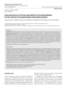 evaluation of activities and needs of older workers in the context of