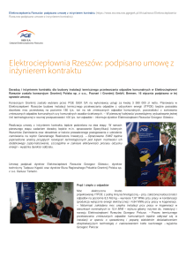 podpisano umowę z inżynierem kontraktu - EC Rzeszów