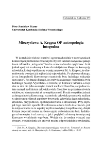 Mieczysława A. Krąpca OP antropologia integralna