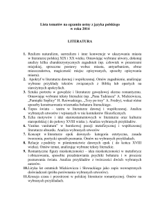 Lista tematów na egzamin ustny z języka polskiego