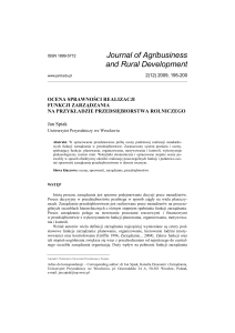 Ekonomia - Rocznik - Journal of Agribusiness and Rural Development