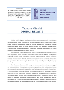 Tadeusz Klimski OSOBA I RELACJE