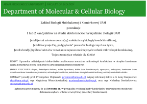 Zakład Biologii Molekularnej i Komórkowej UAM poszukuje 1 lub 2