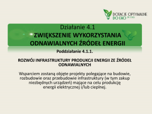 Działanie 4.1 Odnawialne źródła energii (OZE)