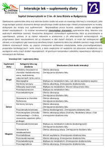 Interakcje lek – suplementy diety - Szpital Uniwersytecki nr 2 im. dr