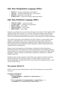 (DML) SQL Data Definition Language (DDL
