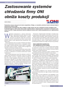 Zastosowanie systemów chłodzenia firmy ONI obniża koszty produkcji
