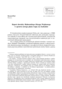 Raport dowódcy Białoruskiego Okręgu Wojskowego w sprawie