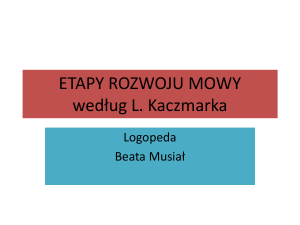 ETAPY ROZWOJU MOWY wed*ug L. Kaczmarka