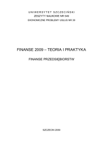 finanse 2009 – teoria i praktyka - Wydział Zarządzania i Ekonomiki