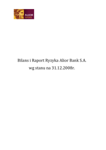 Bilans i Raport Ryzyka Alior Bank S.A. wg stanu na 31.12.2008r.