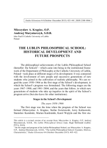 The Lublin Philosophical School - International Etienne Gilson Society