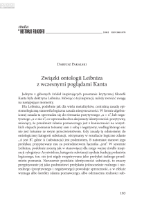 Związki ontologii Leibniza z wczesnymi poglądami Kanta