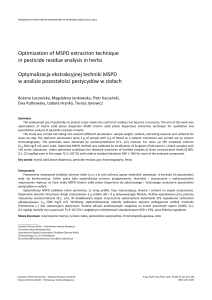 Optimization of MSPD extraction technique in pesticide residue