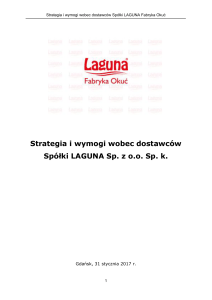 Strategia i wymogi wobec dostawców Spółki LAGUNA Sp. z o.o. Sp. k.