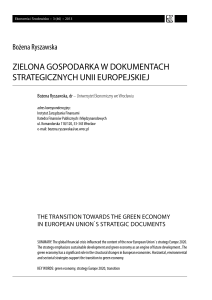 zielona gospodarka w dokumentach strategicznych unii europejskiej