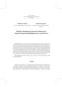 Metody zabezpieczeń pozycji walutowych – model Garmana