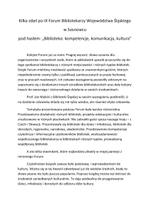 Kilka zdań po IX Forum Bibliotekarzy Województwa Śląskiego