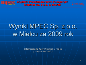 Wyniki MPEC Sp. z oo w Mielcu za 2009 rok