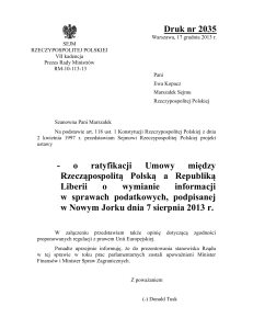 Druk nr 2035 - o ratyfikacji Umowy między Rzecząpospolitą
