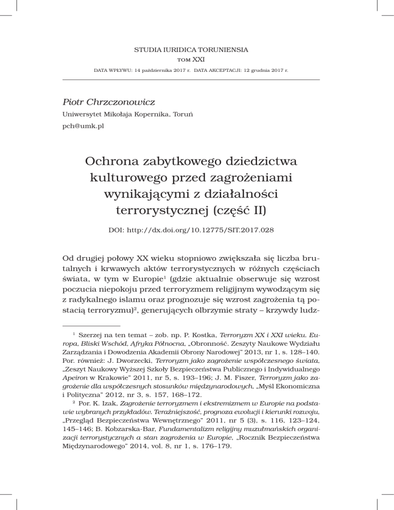 Ochrona dziedzictwa kulturowego przed terroryzmem (część II)