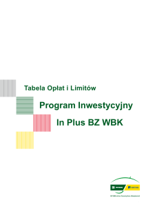 Tabela Opłat i Limitów Program Inwestycyjny In Plus BZ WBK