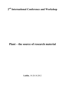 Plant – the source of research material