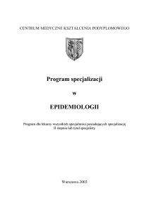 Program specjalizacji w EPIDEMIOLOGII