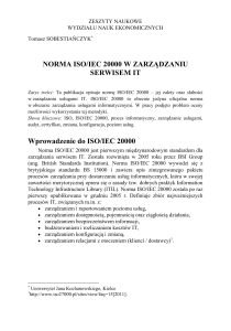 NORMA ISO/IEC 20000 W ZARZĄDZANIU