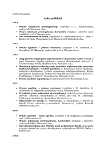 dr Piotr Kostański wykaz publikacji 2014 • Prawo własności