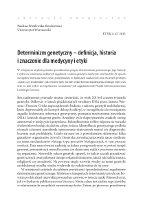 Determinizm genetyczny - Uniwersytet Warszawski