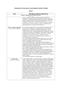 Umiejętności do opanowania z poszczególnych działów z biologii