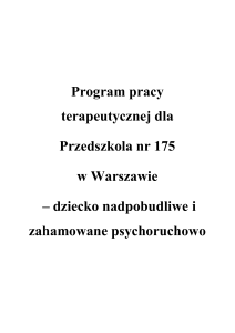 Program pracy terapeutycznej dla Przedszkola nr 175 w Warszawie