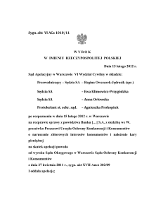 Sygn. akt VI ACa 1010/11 - Sąd Apelacyjny w Warszawie