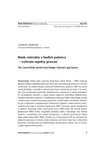 Bank centralny a budżet państwa – wybrane aspekty prawne