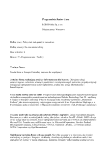 Programista Junior Java LGBS Polska Sp. z o.o. Miejsce pracy